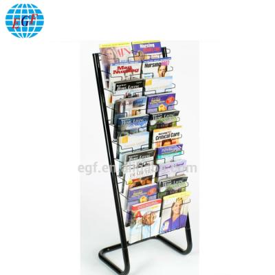 China Single Floor Stand Retail Metal Wire Comic Magazine Newspaper Display Rack Floor Standing Paper Rack for sale