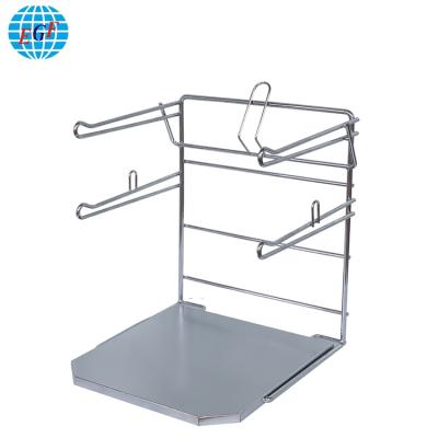 China Solid Plastic Board Or Portable Sheet Metal Worktop Clothing T-shirt Bag Holder Metal Dispenser Rack for sale