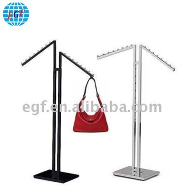 China Bi-directional; high quality slanted bi-directional metal handbag display rack stand for bag for sale