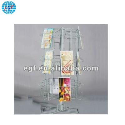 China 18-pocket; 3 Tiers OEM 3 Side Metal Wire Counter Bookmark Card Display Stand Rotating Greeting Rack for sale