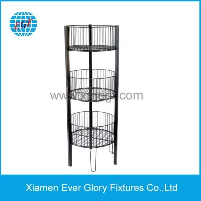 China Welded Round 3 Tier Wire Bin Black for sale