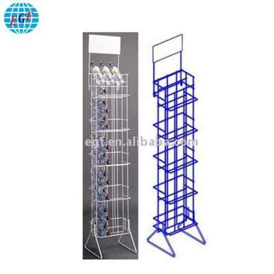 China OEM Freestanding Water Beverage Beverage Metal Wire Display Stand Shelf Rack for sale