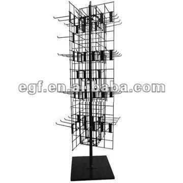 China floor standing & rotation & 4 Way 4 Sided Rotating Metal Floor Jewelry Display Stand With Sign Holder for sale