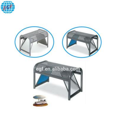 China Modern Minimal Perforated Metal Seat Metal Shoe Rack Bench with 2 Mirrors for sale