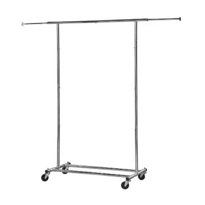 China single rail & Folding & Simple Household Items Heavy Duty Chrome Clothing Garment Rolling Rack for sale