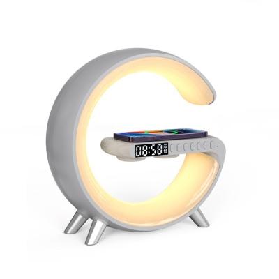 China Universal Large G LED Light Analog Sunset Wake Up Speaker Light Smart Desk Bluetooth Bedside Electronic Alarm Clock for sale