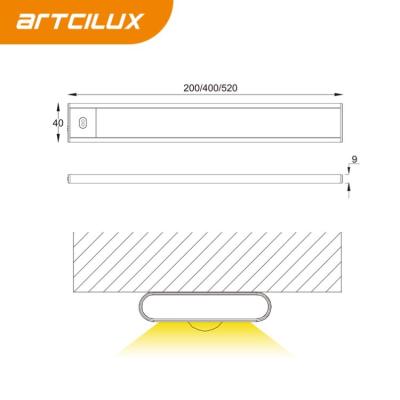 China 305mm Cable Length Under Cabinet Light Panel 5V Voltage Aluminum PC Material for sale