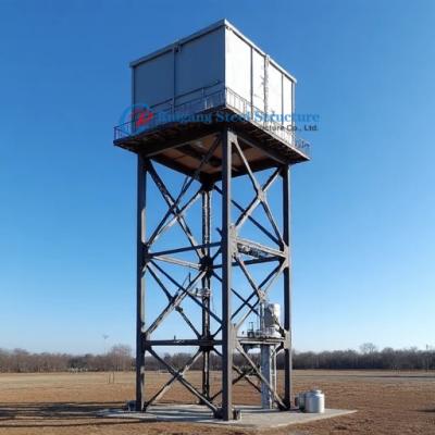 China Galvanization Steel HDG Water Tank With Steel Water Tower Tank Stand Industrial Technical 3D Model Design for sale