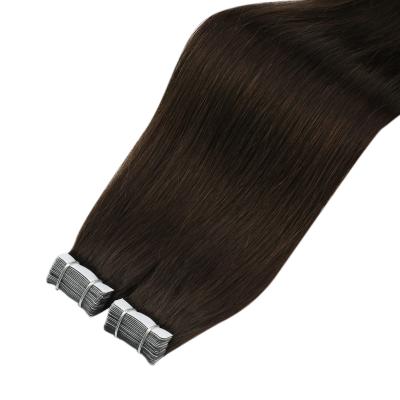 China Moresoo Straight #2 Darkest Brown Remy Hair Tape In Extensions Good Quality Indian Human Hair for sale