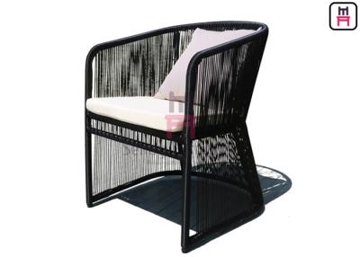 China Tablas al aire libre del restaurante del capítulo de aluminio, rota negra de la cuerda que cena la silla con el de los apoyabrazos en venta