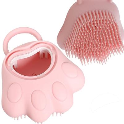 China Sustainable paw shape 2 in 1 Dog Cat Pet Cleaning Brushes for bath and Grooming Dog Brush for Washing Pet Hair massage brush comb for sale