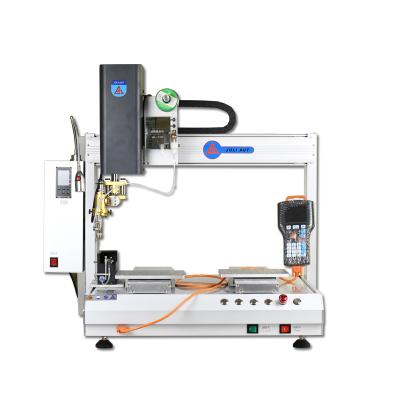 China Cable Making Industry Dual Head Dual Platform Multi axis Desktop Automatic Soldering Machine Iron Soldering for Circuit Board for sale
