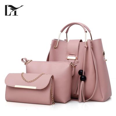 China 100% Lingyue Eco-friendly BS1008 Best Beautiful PU Leather Bag Set Women Handbags Shoulder Bag With Tassel for sale