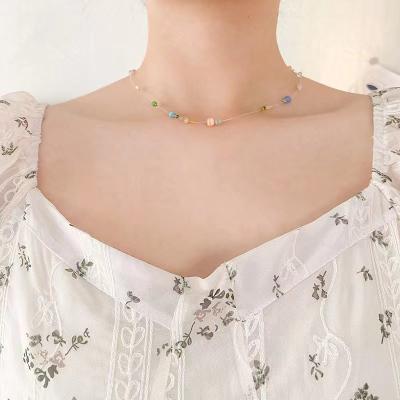 China 2022 FASHIONABLE summer new color beaded necklace candy color opal chain necklace for sale