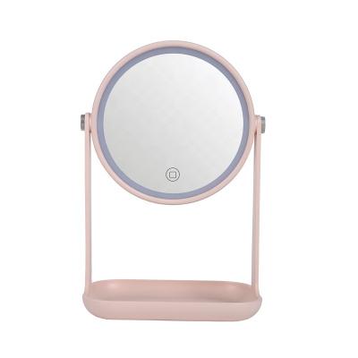 China Fashion Lighted Led Mirror Makeup Touch With Adjustable Makeup Mirror With Light With Storage Case for sale