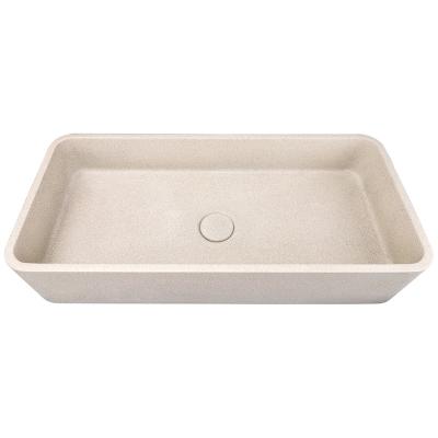 China Easy Clean Hand-made colored rectangular countertop concrete faux stone bathroom basin sink Eco-friendly bathroom concrete wash basin for sale