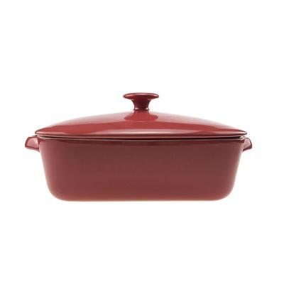 China Sustainable Ceramic Casserole Dish Covered Lid Set Rectangular Bakeware Dish For Dinner for sale