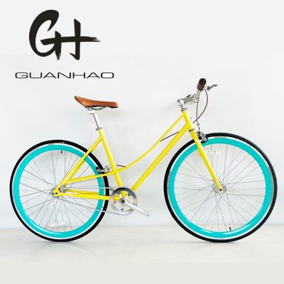 China CR-MO Steel 700C Lady Women Girl Single Speed City Bike Fixed Gear OEM/ODM Bike for sale