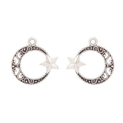 China FASHIONABLE Tibetan Silver Beads Crescent Moon Star Charms Pendants for Necklace Bracelet Earring Jewelry Making Accessories for sale