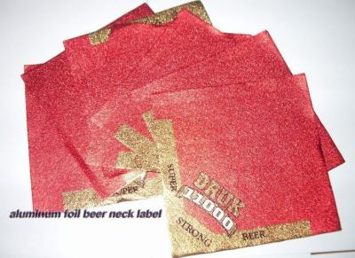China Embossing Square Aluminum Foil Labels Beer Neck Label Eco Friendly 105mm X105 mm for sale