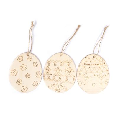 China DIY Decoration Wooden White Easter Modern Personalized Hand Painted Easter Eggs Pendant for sale
