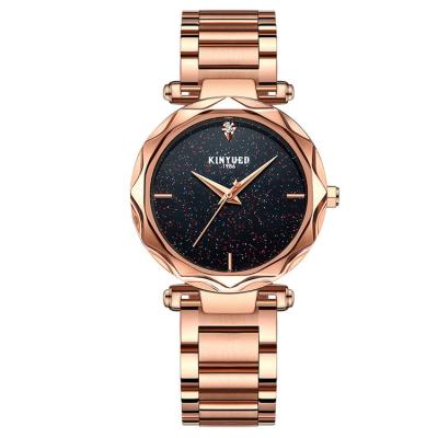 China KINYUED stainless steel quartz movement women stainless steel band waterproof wrist watch for sale