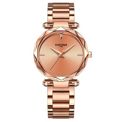 China KINYUED high quality metal women stainless steel band quartz movement waterproof wrist watch for sale
