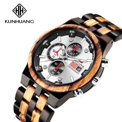 China Man White Dial Stripes Wooden Quartz Watch Business Wristwatch Water Proof 1020-1 for sale