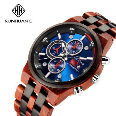 China Man Blue Dial Stripes Wooden Quartz Watch Business Wristwatch Water Proof 1020-3 for sale