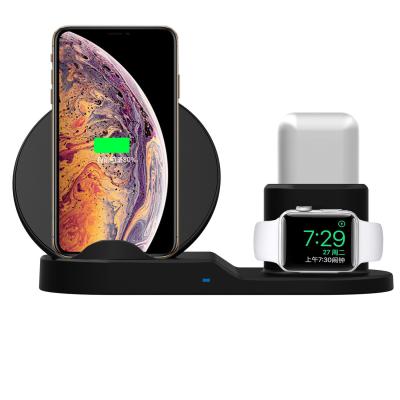 China New 7.5W Fast Wireless Charger, Rubber Finish 3 in 1 Charging Stand Compatible Apple Watch AirPods with LED indicator for sale
