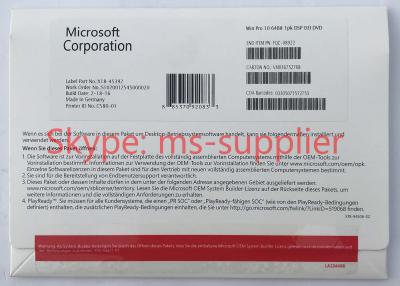 China Microsoft 10 Professionele Duitse DVD-OEM Duitse OEM Sleutel met 64 bits, wint 10 het Produits, fqc-08922 Te koop