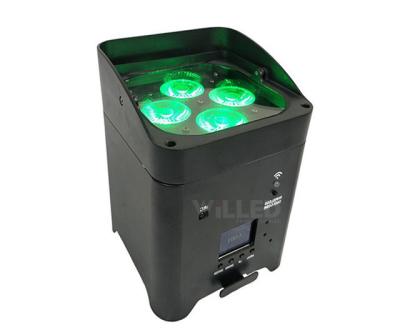 China Concert led battery par light 4x18w UV rgbaw truss wedding uplight wireless remote control battery par for wedding party event for sale
