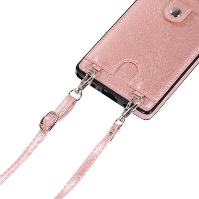 China Senlan Colorful Shoulder With Neck Strap Neck Card Holder Wallet Hanging Back Phone Cover Case For Samsung Galaxy S9 for sale