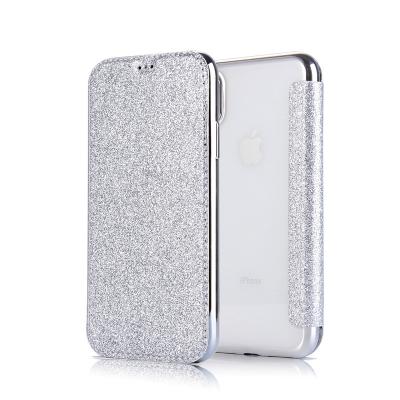 China Ultra-thin Transparent Anti-drop Glitter Flip Plating PU Leather Phone Case Cover For iphone 12 ULTRA mini Se 11pro 8plus 7 6s S21 max Fe for sale