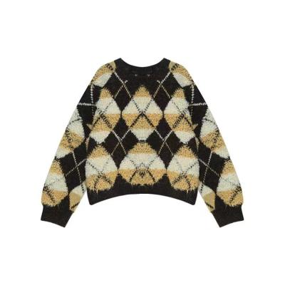 China 2022 autumn and winter retro breathable diamond contrast sweater women loose lazy large size knitted sweater for sale