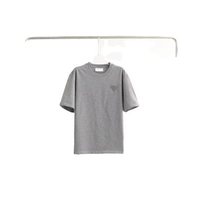 China Best Breathable China Low Price Summer Embroidered Love T Shirt Couples Trend Cotton Casual Thin T Shirt for sale