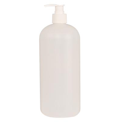 China Household Products Empty 1000ml Round Clear PE Plastic Shampoo Packing Shower Gel Lotion Press Bottle for sale