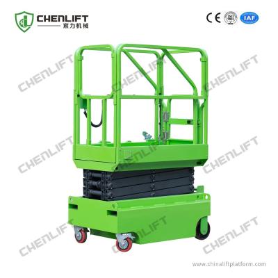 China 5.9m Mini Manual Pushing Mobile Scissor Lift with Loading Capacity of 240Kg for sale