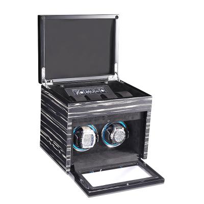 China Electronic Watch Winder Eduin Dual Watch Winder With Watchcase Storange LCD Control Led Light for sale