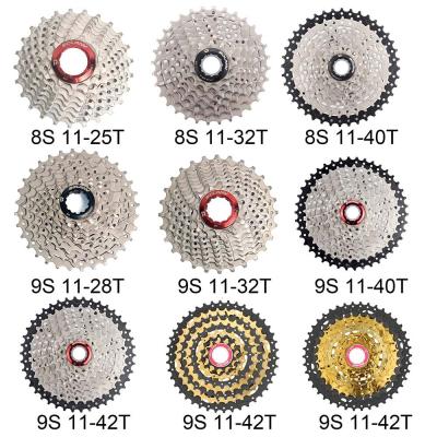 China Aluminum MTB Bike Drop 8S/9S 11-25 28 32 40 Flywheel 8 42T MTB Mountain Bike 9 Speed Cassette Sprocket For Shimano Sram for sale
