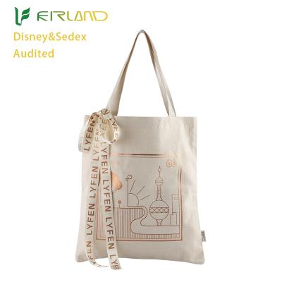 China Factory 15Year Folding Cartoon Printed Canvas Foldable Zipper Girl Shopping Messenger 12oz Cotton Tote Bag for sale