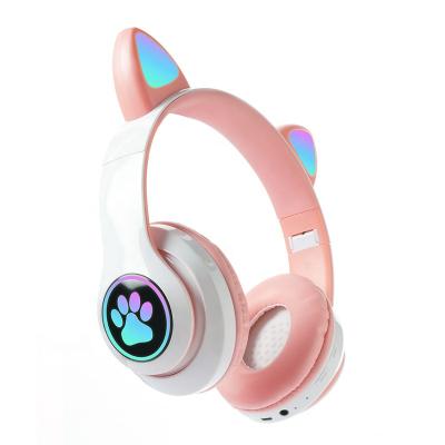 Cina B39 Cat Ears Wireless Headphone With Flash Cute Microphone Headband Stereo LED Headset Support TF Card For Kids Girl Music Gift in vendita