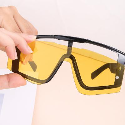 China New Fashion High Quality Big Lens Sunglasses Detachable Magnetic One Piece Lens Frame Shades Oversized Sunglasses for sale
