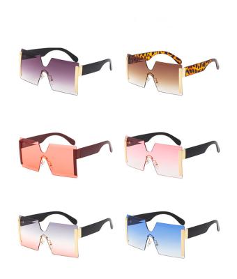 China Fashion sunglasses wholesale 2022 fashions custom square overzized rimless women sunglasses one piece lens uv400 sunglasses for sale