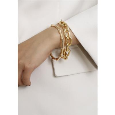 China Environmentally friendly hot sale creative bamboo chain vintage invents pendant women bracelet set casual fashion women multilayer chain bracelet set for sale