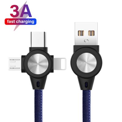 China 3 in 1 Type USB Cable for Micro Type C 3.0A Fast Charger Mobile Phone USB Cable for sale