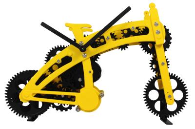 China Yellow Bicycle Gear Table Clock , ABS Quartz Movemen Art Clock for sale