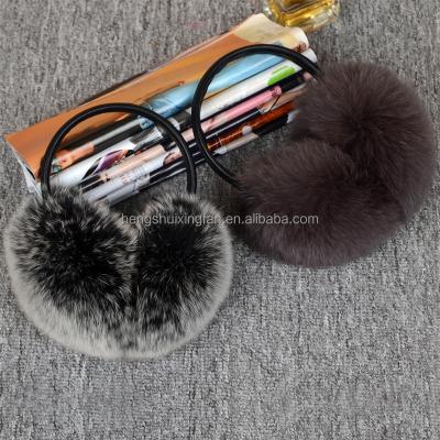 China Soft Raccoon Fox Fur Ear Muffs Winter Outdoor Cute Fluffy Ear Warmers Real Ear Muffs for sale