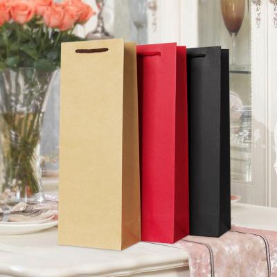 China Factory Production Aseptic Packaging Paper Wine Bag Wholesale Custom Logo Black Red Shopping Gift Wine Bottle Bag Packaging for sale