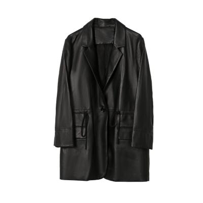 China QUICK DRY new arrival wholesales women's long sleeve leather coat fur suits leather jacket wholesale for sale